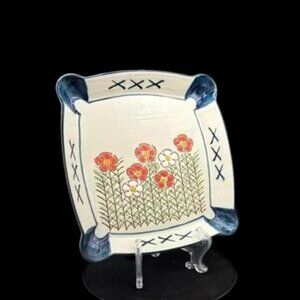 Vintage Toyo Japan Floral Porcelain Square Sushi Serving Trinket Platter Plate 9